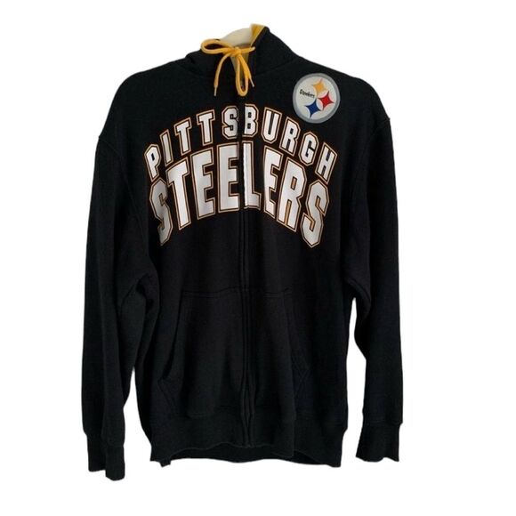 Pittsburgh Steelers NFL Zip Hoodie Black Gold Men’s Size Large - Picture 2 of 7